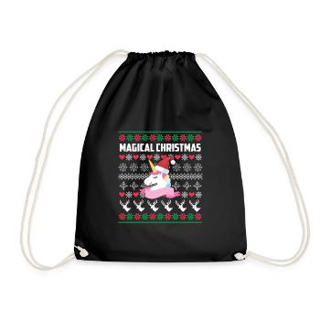 Ugly Christmas Einhorn - Turnbeutel - Schwarz - Vorne