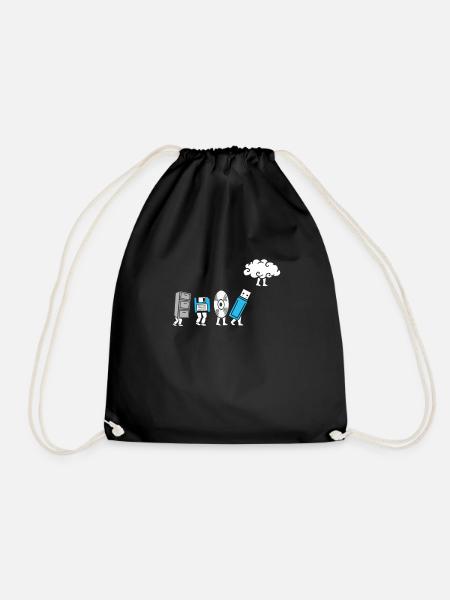 Cloud Computing Evolution Computer Development - Drawstring Bag - black