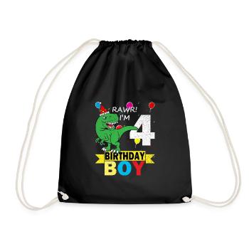 Tee-shirt dinosaure anniversaire 4 ans - Sac de sport léger - noir - Devant