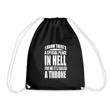 Gothic Teufel Hölle Satan Thron lustige Geschenke - Turnbeutel - Schwarz - Vorne