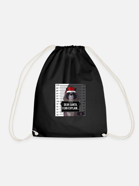 Waschbär Weihnachten Gefängnis Geschenk - Turnbeutel - Schwarz