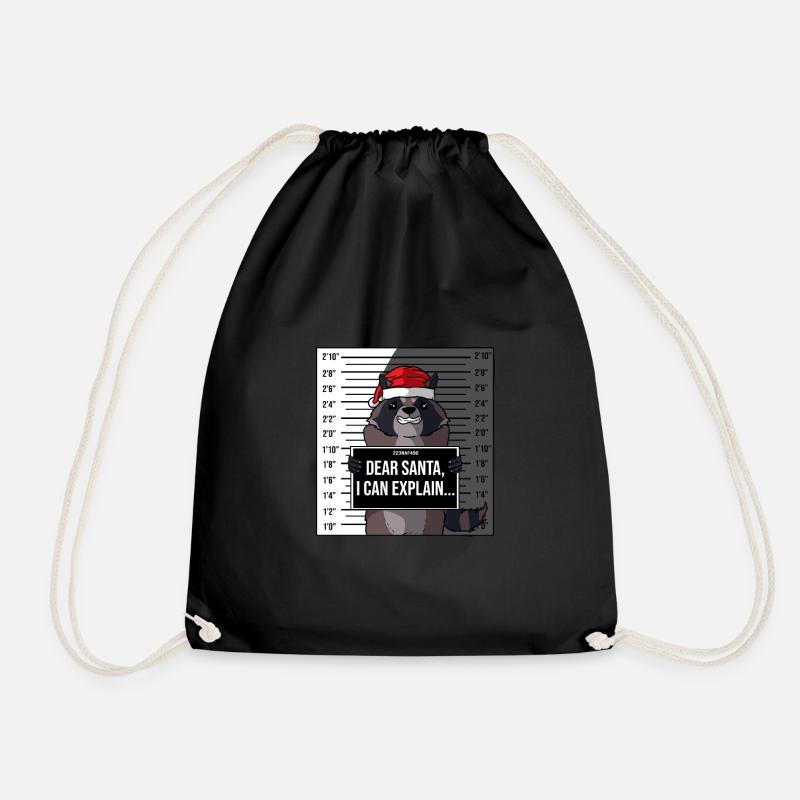 Waschbär Weihnachten Gefängnis Geschenk - Turnbeutel - Schwarz