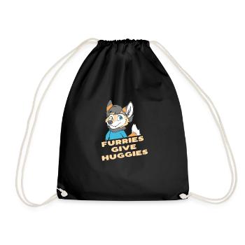 Furries Give Huggies Furry Fandom Fursuit Hugs - Drawstring Bag - black - Front