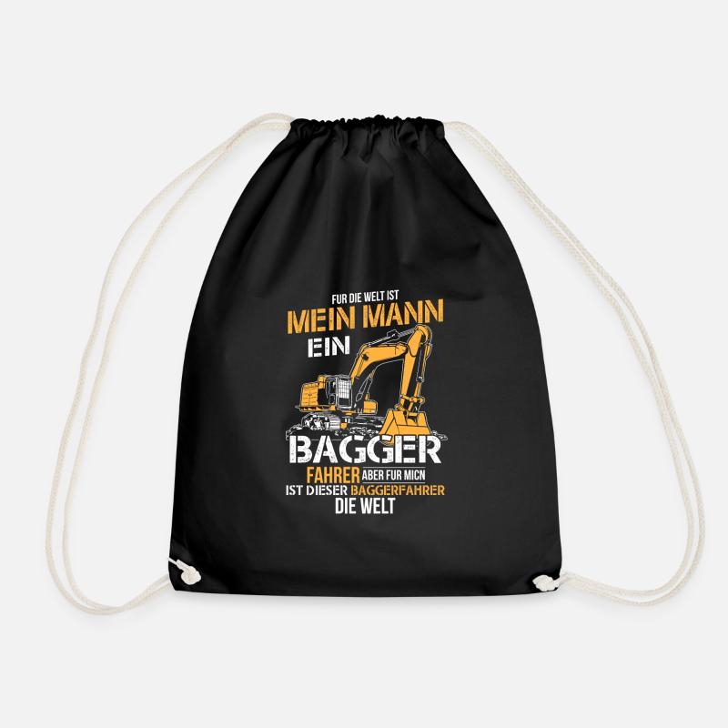 Bagger Baustelle - Turnbeutel - Schwarz