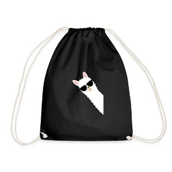 Cool alpaca with sunglasses - Drawstring Bag - black - Front