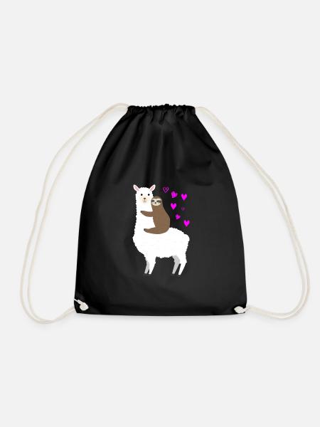 Alpaca Faultier Liebe - Turnbeutel - Schwarz