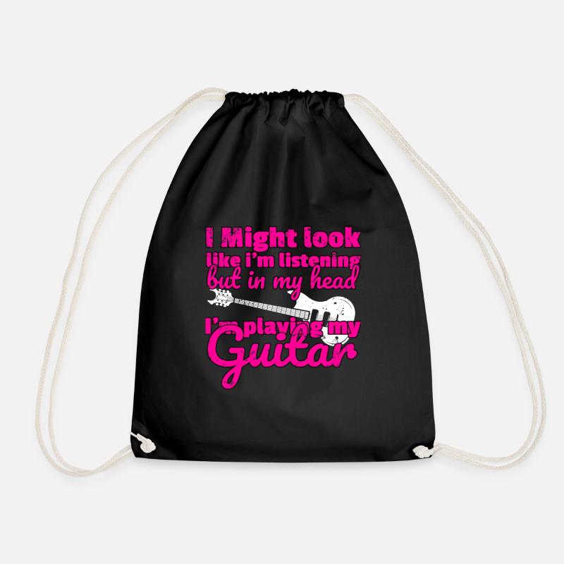 Guitar player guitar - Drawstring Bag - black