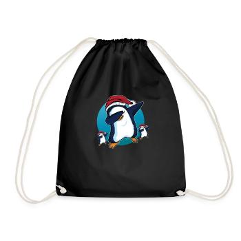 Dabbing Pinguin Dab Tanz Geschenk Geburtstag - Turnbeutel - Schwarz - Vorne