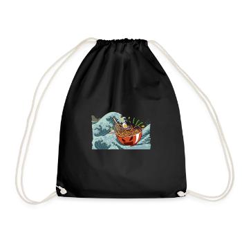 Ramen wave Kanagawa - Drawstring Bag - black - Front