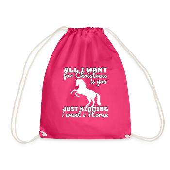 Christmas horse saying - Drawstring Bag - fuchsia - Front