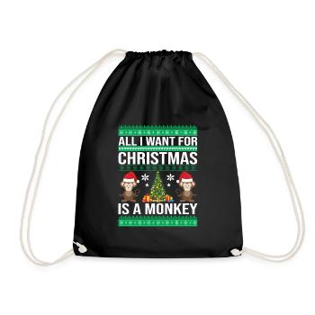 ALL I WANT FOR CHRISTMAS IS A MONKEY UGLY CHRISTMA - Turnbeutel - Schwarz - Vorne