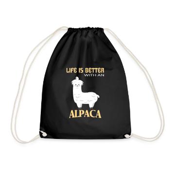 Alpacas, Life is better with an alpaca - Turnbeutel - Schwarz - Vorne
