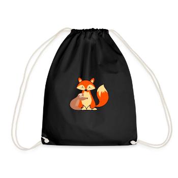 Fox sloth hug - Drawstring Bag - black - Front