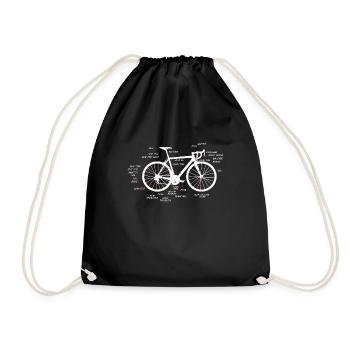 Road bike anatomy road bike components - Drawstring Bag - black - Front
