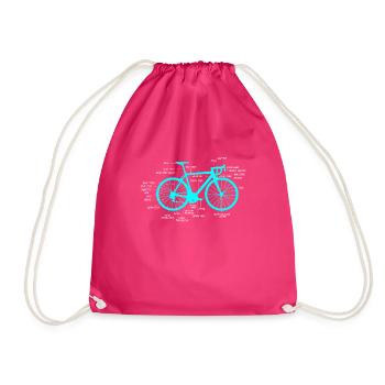 Rennrad Anatomie Fahrradteile horizontal cyan - Turnbeutel - Fuchsia - Vorne