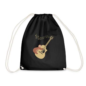 Faultier spielt Akustische Gitarre mit Musiknoten - Turnbeutel - Schwarz - Vorne