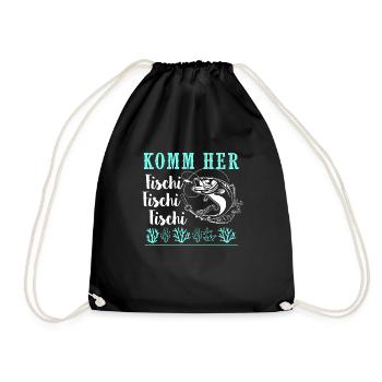 Komm Her Fischi Angeln - Turnbeutel - Schwarz - Vorne