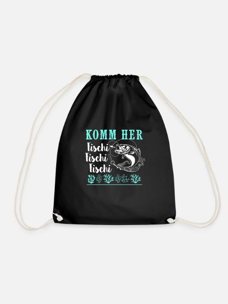 Komm Her Fischi Angeln - Turnbeutel - Schwarz