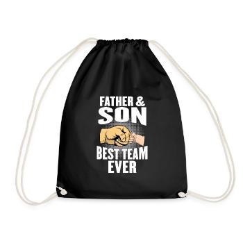 father and son - Drawstring Bag - black - Front