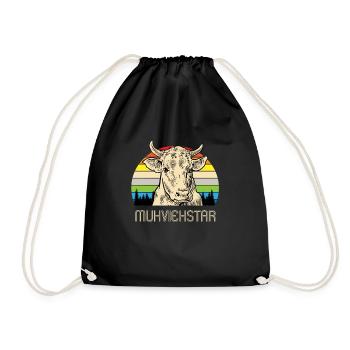 Muhviehstar cow cows farmer - Drawstring Bag - black - Front