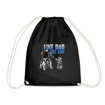 father and son bike biker motorcycle - Drawstring Bag - black - Front