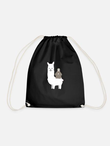 Alpaca sloth yoga meditation meditation - Drawstring Bag - black