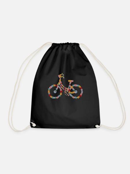 Blumen Fahrrad Hippie Rad 60er 70er Bike - Turnbeutel - Schwarz