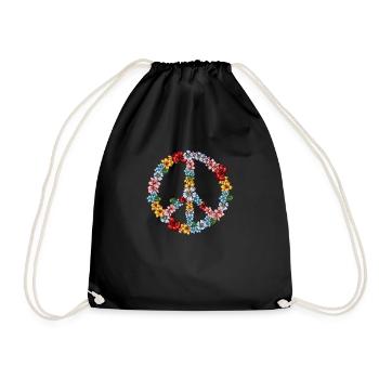 Hippie signe de paix fleurs 60s 70s - Sac de sport léger - noir - Devant