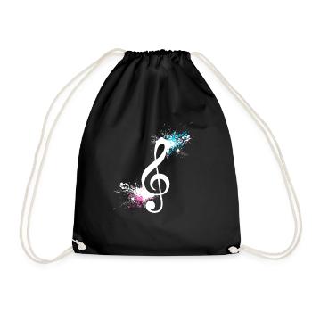 Musiknote Violinschlüssel Musiker Geschenk - Turnbeutel - Schwarz - Vorne