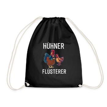 Hühner Flüsterer Huhn - Turnbeutel - Schwarz - Vorne