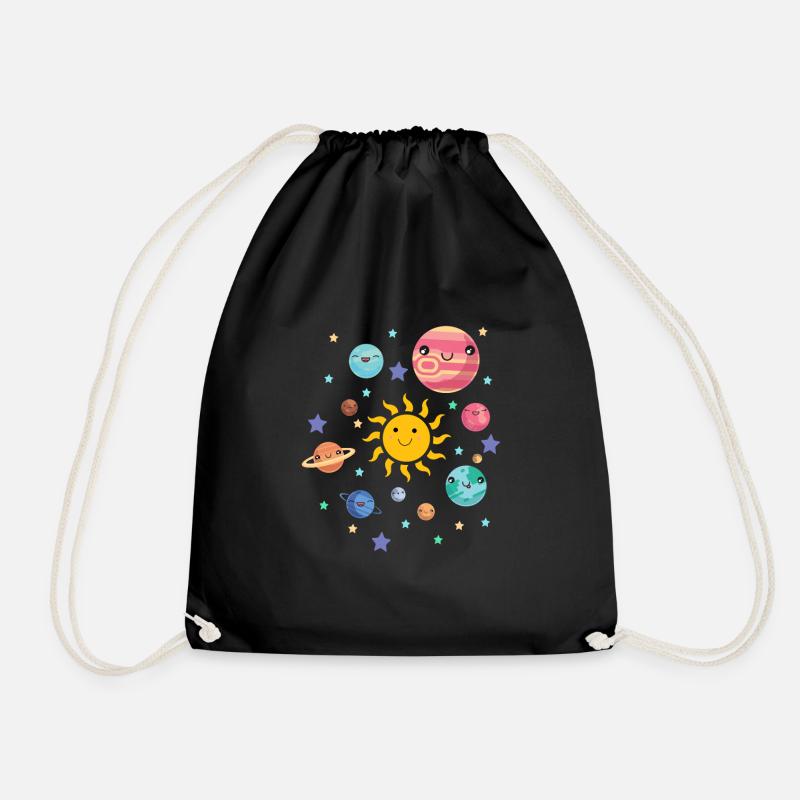 Solar system planets outer space astronomy children - Drawstring Bag - black