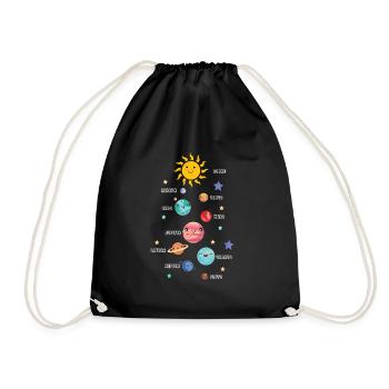 Solar system planets names astronomy german - Drawstring Bag - black - Front