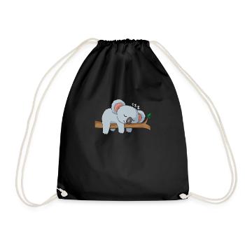 Koala sleep lazy cute gift birthday - Drawstring Bag - black - Front