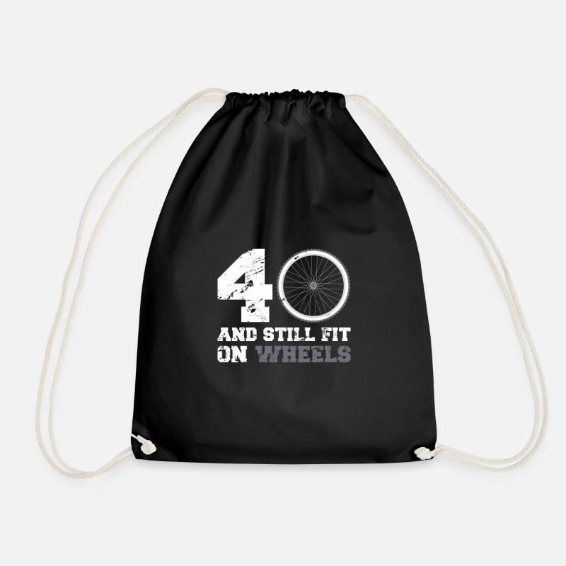 40th 40th birthday cycling cyclist gift - Drawstring Bag - black