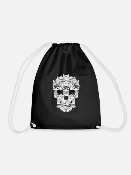 Katzen Totenkopf - Turnbeutel - Schwarz