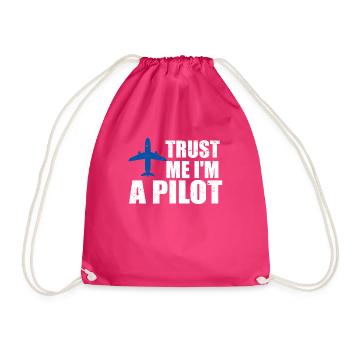 Trust me im a pilot - Drawstring Bag - fuchsia - Front