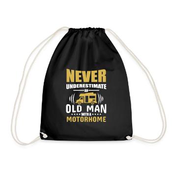 Motorhome camping pensioner camper old man WOMO - Drawstring Bag - black - Front
