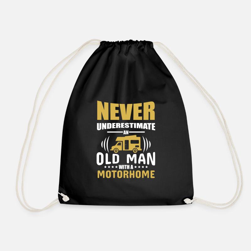 Motorhome camping pensioner camper old man WOMO - Drawstring Bag - black