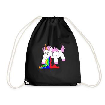 Funny unicorn unicorns - Drawstring Bag - black - Front