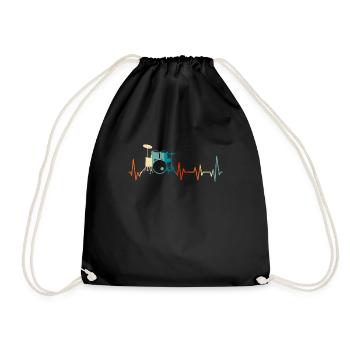 Drums drummer heartbeat - Drawstring Bag - black - Front
