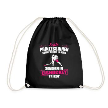 Eishockey Prinzessin Ice Hockey Trikot Spruch Frau - Turnbeutel - Schwarz - Vorne