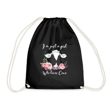 Juste une fille qui vaches aime la vache - Sac de sport léger - noir - Devant
