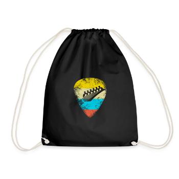 Guitar vintage guitar pick - Drawstring Bag - black - Front