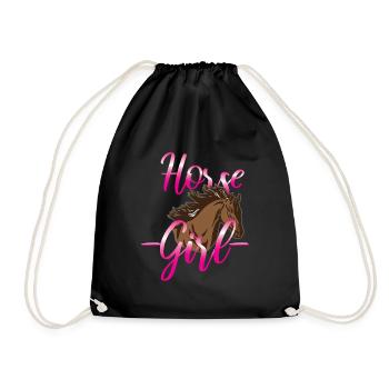 Cheval fille chevaux - Sac de sport léger - noir - Devant