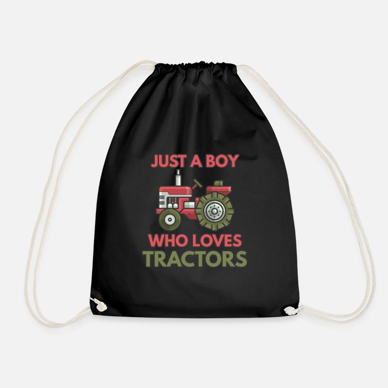 Tractor tractors boy gift - Drawstring Bag - black