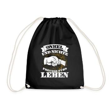 Onkel und Nichte. Freunde fürs Leben. Geschenk - Turnbeutel - Schwarz - Vorne