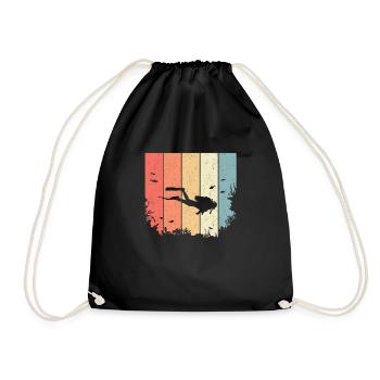 Vintage diver diving - Drawstring Bag - black - Front