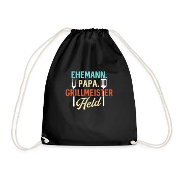 Ehemann Papa Grillmeister Held - Turnbeutel - Schwarz - Vorne