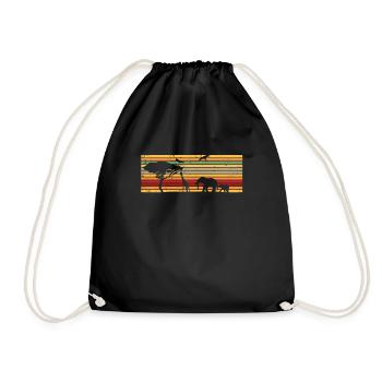 Éléphant d'Afrique girafe vintage - Sac de sport léger - noir - Devant