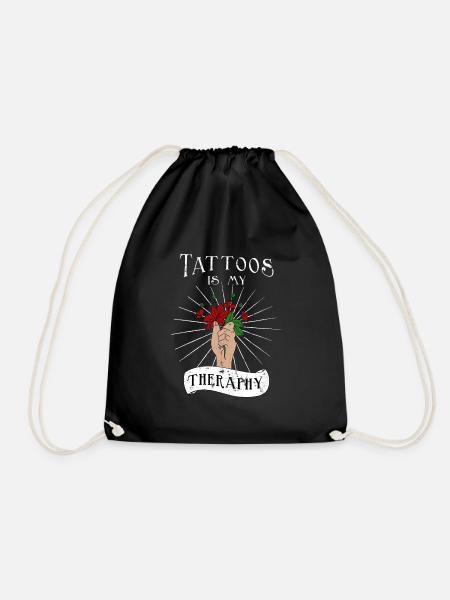 Tattoos are my therapy tattoo artist - Drawstring Bag - black